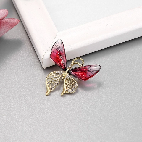 Eleganter Schmetterling Brosche Damen Legierung Strass Acryl Flügel Anstecknadel Koreanischer Stil Mode Schmuck Zubehör Für Anzug