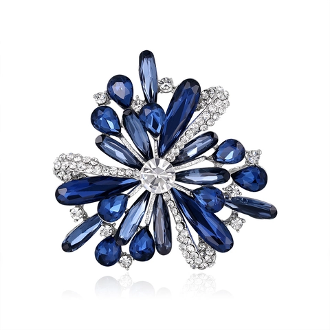 Elegant Alloy Rhinestone Floral Brooch Pin For Women Fashion Coat Suit Accessories Multi Color Crystal Jewelry Gift