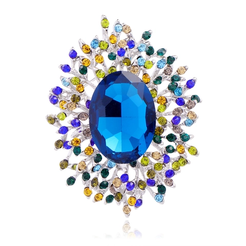Luxuriöse Legierung Strass Blume Brosche Für Damen Vintage Kristall Floral Anstecknadel Mode Schmuck Hochzeit Party Zubehör