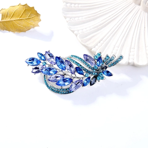 Vintage Alloy Rhinestone Leaf Brooch Pin For Women Men Elegant Crystal Floral Corsage For Suit Coat Wedding Party Gift Jewelry