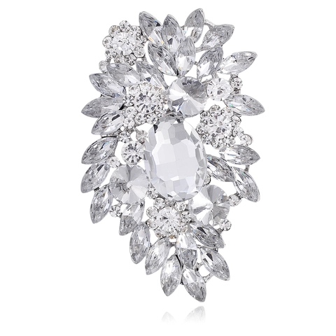 Lussuosa Spilla a Fiore in Lega di Cristallo Vintage Grande Spilla con Strass per Donna Matrimonio Banchetto Accessori Gioielli