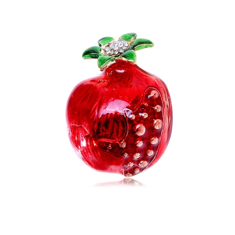 Broche de Fruta Granada de Aleación Esmaltado Creativo Con Diamantes de Imitación Alfiler de Solapa de Fruta Roja para Mujer Hombre Banquete Joyería Regalo