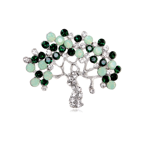 Lebensbaum Brosche Legierung Mit Strass Eingelegte Grüne Künstliche Kristall Baum Anstecknadel Für Mantel Anzug Unisex Schmuck Geschenk