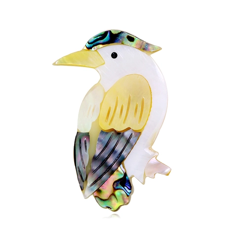 Vintage Bird Brooch For Women Zinc Alloy Abalone Shell Mother Of Artificial Pearl Animal Shape Retro Minimalist Pins Jewelry Gift