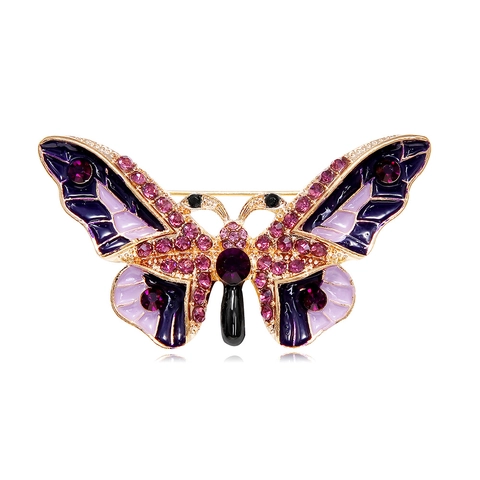 Broche Papillon en Alliage Strass Émail Papillon Épingle Élégant Animal Vêtement Accessoires Bijoux Cadeau Femme
