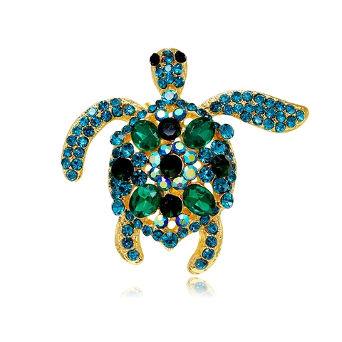 Vintage Legierung Strass Schildkröte Brosche Vergoldet Tierform Meeresleben Brustnadel Für Damen Herren Zubehör Geschenk