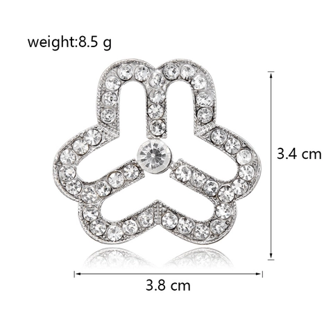 Elegante 3-Blättrige Blume Zinklegierung Brosche Funkelnde Strass Eingelegt Gold Silber Galvanisierte Nadel Für Damen Modeschmuck Geschenk