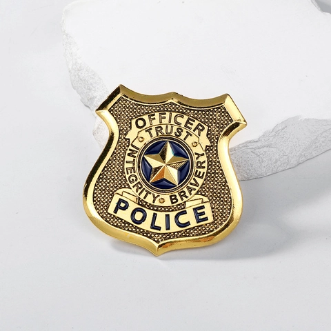 Zinc Alloy Police Badge Brooch FNAF Security Fazbear Entertainment Shield Pin Cosplay Props Accessory For Party Unisex Gift