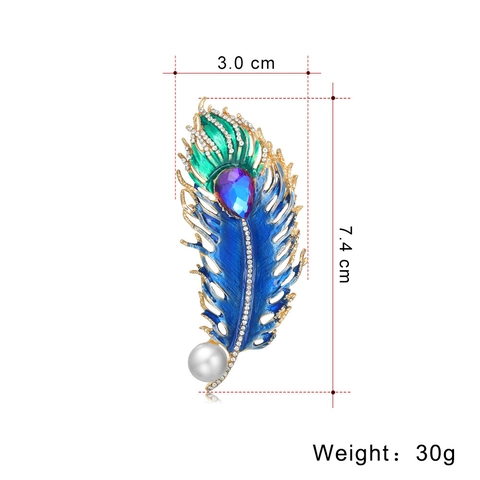 Vintage Alloy Enamel Peacock Feather Brooch For Women Rhinestone Inlaid Elegant Animal Pin Jewelry Accessories Corsage Gift