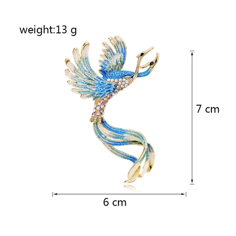 Broche de Fénix de Estilo Chino Vintage Esmalte Colorido Diamante de Imitación Pin de Solapa para Mujer Qipao Abrigo Ropa Joyería Accesorios