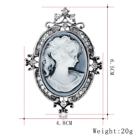 Spilla Vintage in Lega Con Rilievo a Cammeo Per Donna Stile Vittoriano Intarsiato Con Strass Ritratto Spilla Occidentale Gioielli