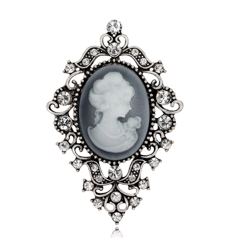 Vintage Victoria Stil Cameo Porträt Brosche Legierung Strass Hohl Retro Schmuck Für Damen