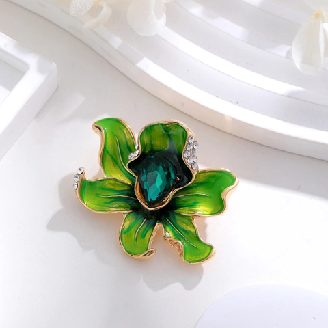 Squisita Spilla a Forma di Fiore di Tulipano in Smalto per Donna in Lega con Strass Elegante Spilla per Cappotto Gioielli Floreali Vintage