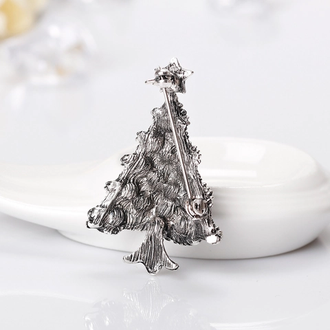 Broche Sapin de Noël Vintage Avec Strass Multicolores Alliage Épingle Festive Bijoux pour Fête Femmes Hommes Cadeau