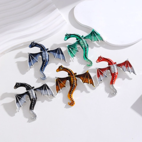 Western Dragon Brooch Zinc Alloy Drip Oil Enamel Mythological Dragon Lapel Pin For Men Women Suit Coat Accessory Fantasy Jewelry