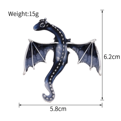 Broche de Dragón Wyvern Occidental Gótico Esmalte Strass Aleación Pin de Solapa para Hombre Accesorio de Traje Joyería