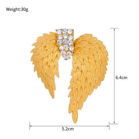 Spilla Vintage a Forma di Ali di Angelo in Oro per Uomo e Donna Elegante Spilla da Risvolto con Strass Intarsiati in Lega Regalo di Gioielli