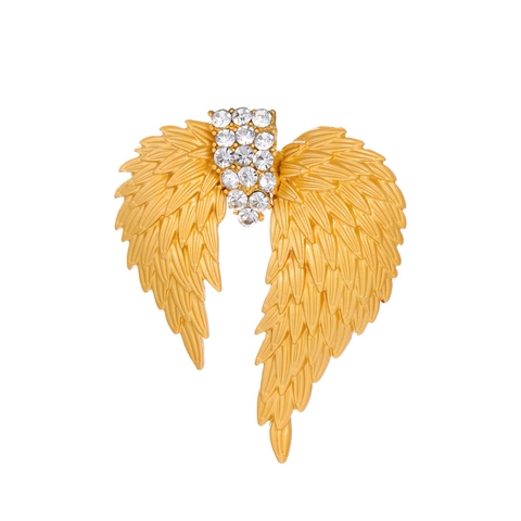 Spilla Vintage a Forma di Ali di Angelo in Oro per Uomo e Donna Elegante Spilla da Risvolto con Strass Intarsiati in Lega Regalo di Gioielli