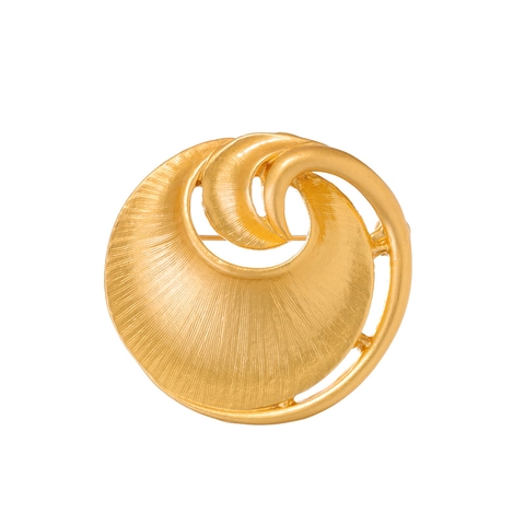 Spilla Francese Vintage in Lega di Zinco Dorata a Forma di Cappello di Paglia a Spirale Per Abiti Cappotti Metallo Spazzolato