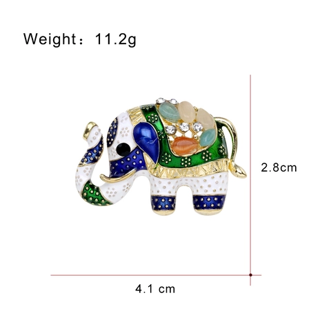 Vintage Elephant Brooch Pin For Women Men Zinc Alloy Enamel Animal Breastpin With Rhinestone Exotic Circus Elephant Jewelry Gift