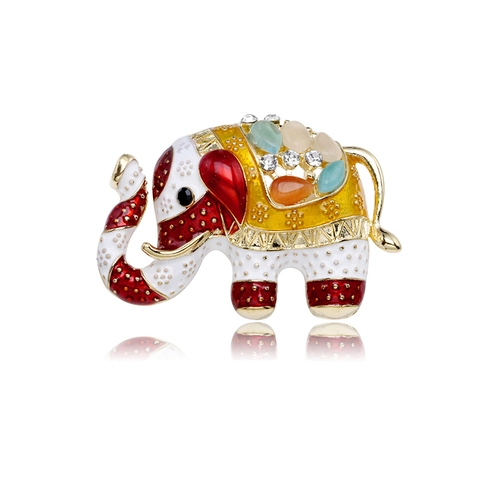 Vintage Elephant Brooch Pin For Women Men Zinc Alloy Enamel Animal Breastpin With Rhinestone Exotic Circus Elephant Jewelry Gift