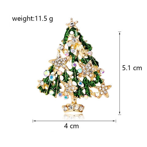 Spilla Stella Albero di Natale in Lega di Zinco Smalto Strass Spilla da Bavero per Accessori Abbigliamento Festivo Donna Gioielli