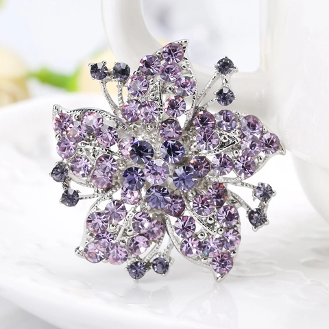 Elegante Broche de Flor de Aleación de Zinc y Strass Vintage Bauhinia Alfiler de Corsage para Mujer Boda Fiesta Regalo