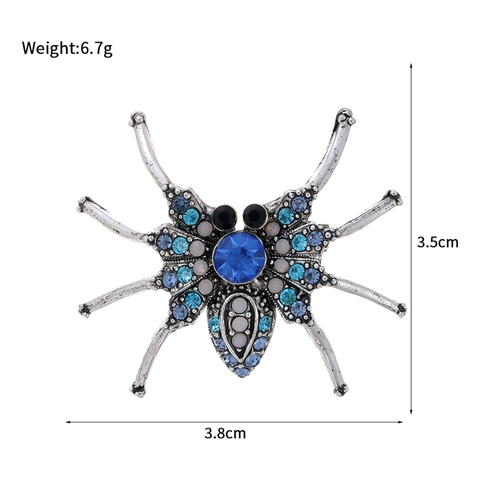 Vintage Zinc Alloy Spider Brooch With Rhinestone Halloween Gothic Animal Pins For Men Suit Jewelry Fashion Accessories