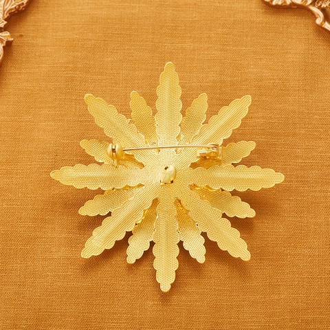 Broche Y Pendientes De Aleación Chapada En Oro Vintage Con Espiga De Trigo Estilo Rayo De Sol Para Mujer Joyería Elegante De Fiesta