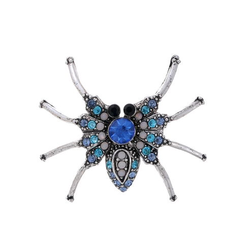 Vintage Zinc Alloy Spider Brooch With Rhinestone Halloween Gothic Animal Pins For Men Suit Jewelry Fashion Accessories