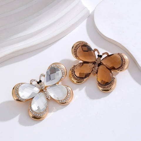 Vintage Luxe Vlinder Broche Voor Vrouwen Legering Ingelegd Kristal Strass Corsage Pin Kleding Decoratie Accessoires Cadeau