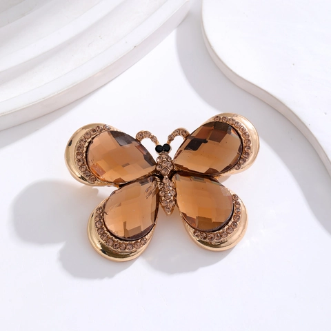 Vintage Luxe Vlinder Broche Voor Vrouwen Legering Ingelegd Kristal Strass Corsage Pin Kleding Decoratie Accessoires Cadeau