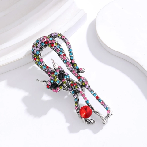 Vintage Zinklegierung Bunte Strass Katze Brosche Anstecknadel Für Damen Süße Tier Korsage Seidenschal Schnalle Mode Schmuck Zubehör