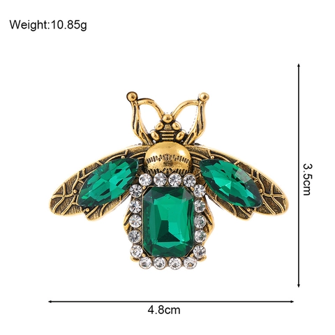 Vintage Baroque Bee Brooch Pin For Women Men Antique Gold Plated Alloy Insect Rhinestone Breastpin Formal Suit Accessories