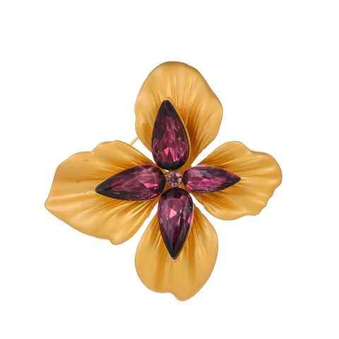 Vintage Blume Brosche Für Damen Zinklegierung Strass Elegant Floral Pin Für Anzüge Kleider Mode Schmuck Accessoire