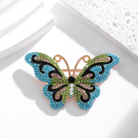 Vintage Legierung Strass Schmetterling Brosche Für Damen Bunte Emaille Insekt Pin Für Anzug Kleid Bekleidung Zubehör Schmuck