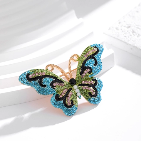 Vintage Legierung Strass Schmetterling Brosche Für Damen Bunte Emaille Insekt Pin Für Anzug Kleid Bekleidung Zubehör Schmuck