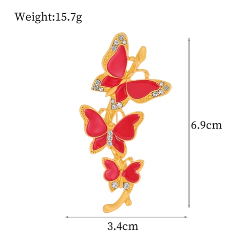 Broche de Mariposa de Esmalte Francés Vintage para Mujer Aleación de Zinc Diamantes de Imitación Pin Animal Elegante Accesorios de Chaqueta