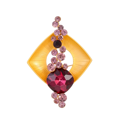 Spilla di Lusso Francese Geometrica Quadrata in Lega con Strass e Vetro per Abito Cappotto Elegante Stile Vintage Unisex Gioielli