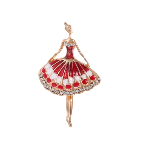 Broche de Bailarina de Ballet de Aleación de Zinc Elegante Con Diamantes de Imitación Esmalte Para Mujer Boda Fiesta Joyería Regalo