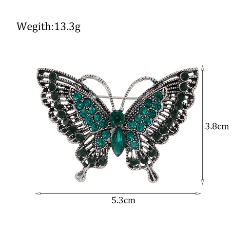 Vintage Zinc Alloy Rhinestone Butterfly Brooch For Women High-End Hollow Animal Corset Lapel Pin Wedding Banquet Dress Accessories