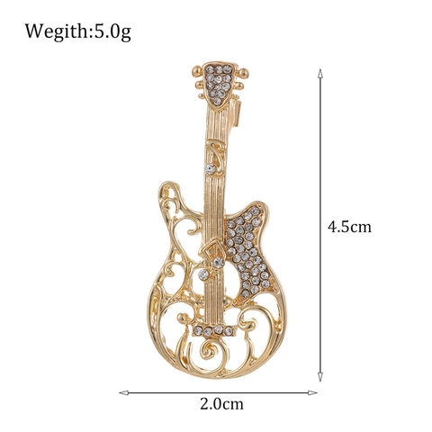 Spilla per Chitarra in Lega Vintage Con Strass Scintillanti Spilla Elegante a Tema Musicale per Abiti e Vestiti Gioielli di Moda