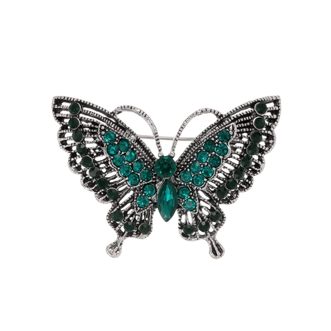 Vintage Zinc Alloy Rhinestone Butterfly Brooch For Women High-End Hollow Animal Corset Lapel Pin Wedding Banquet Dress Accessories