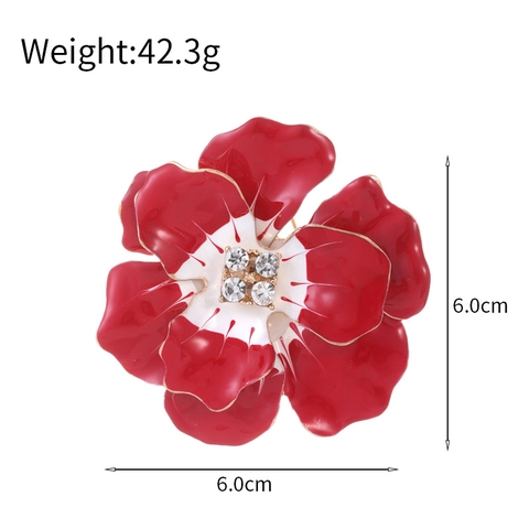 Spilla Elegante Vintage a Forma di Fiore di Peonia in Lega di Zinco Con Strass e Smalto a Goccia per Donna Gioielli Moda per Banchetto