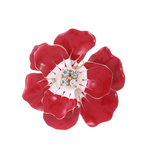 Spilla Elegante Vintage a Forma di Fiore di Peonia in Lega di Zinco Con Strass e Smalto a Goccia per Donna Gioielli Moda per Banchetto