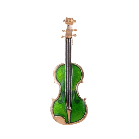 Elegante Spilla a Forma di Violino per Donna in Lega d'Oro e Smalto Accessorio per Abbigliamento Maglione Sciarpa Gioielli