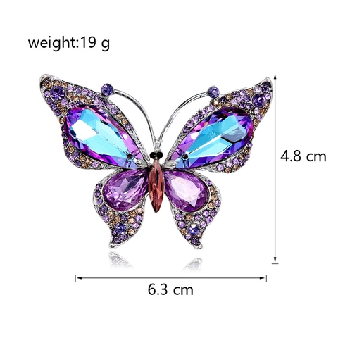 Luxurious Zinc Alloy Butterfly Brooch Shiny Rhinestone Inlaid Pin Animal Shaped Colorful Apparel Accessories Brooches For Women
