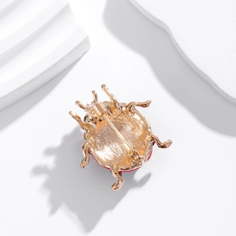 Cute Seven-spot Ladybug Brooch For Women Zinc Alloy Rhinestone Drip Oil Animal Corsage Pin Fashion Jewelry Accessory