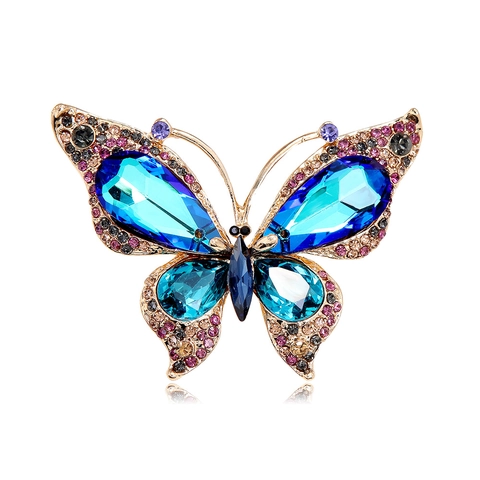 Luxurious Zinc Alloy Butterfly Brooch Shiny Rhinestone Inlaid Pin Animal Shaped Colorful Apparel Accessories Brooches For Women