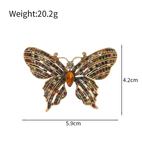 Spilla a Farfalla con Strass Vintage Oro Antico Lega di Zinco Spilla Animale per Donna Uomo Gioielli di Moda Accessori Abbigliamento